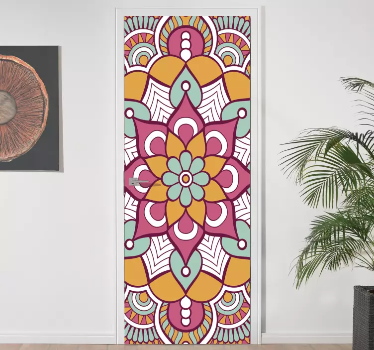 Colorful mandala door decal - TenStickers