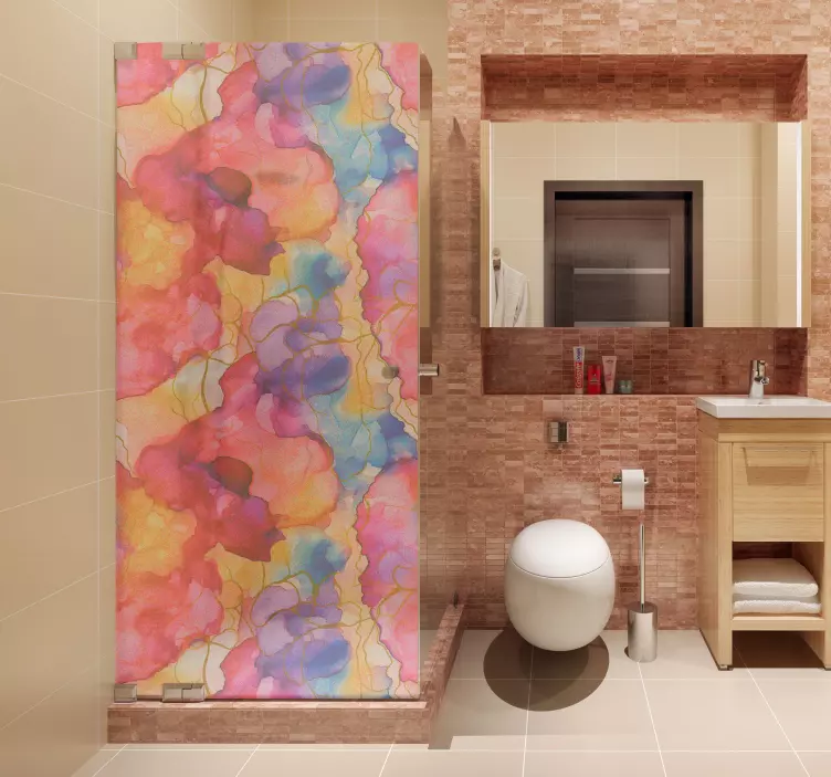 Colorful marble texture shower screen sticker - TenStickers
