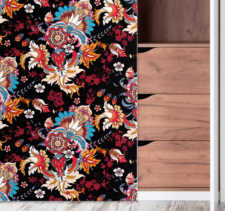 Colorful modern ethnic folk art furniture decal - TenStickers