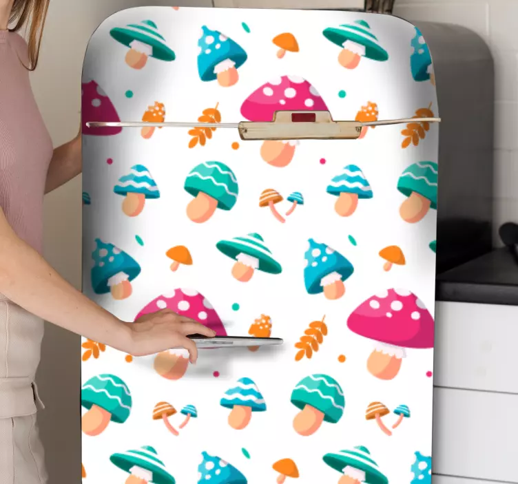 Colorful mushroom pattern fridge sticker - TenStickers