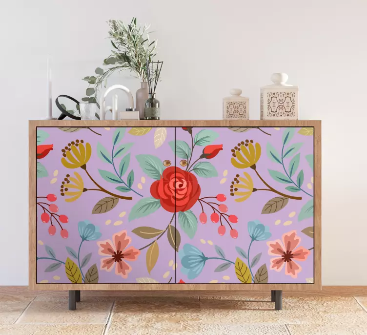 Colorful ornamental flowers furniture sticker - TenStickers
