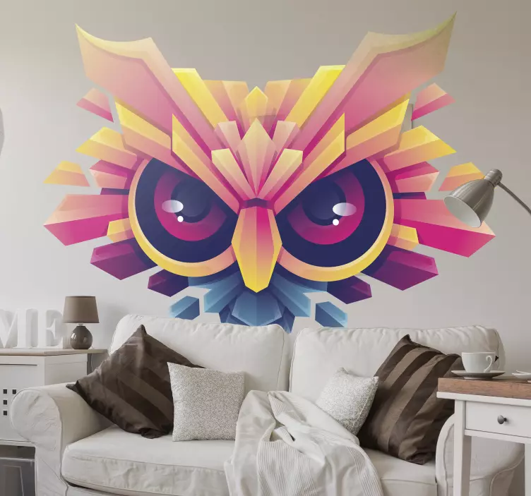 Colorful Owl Design bird wall decal - TenStickers