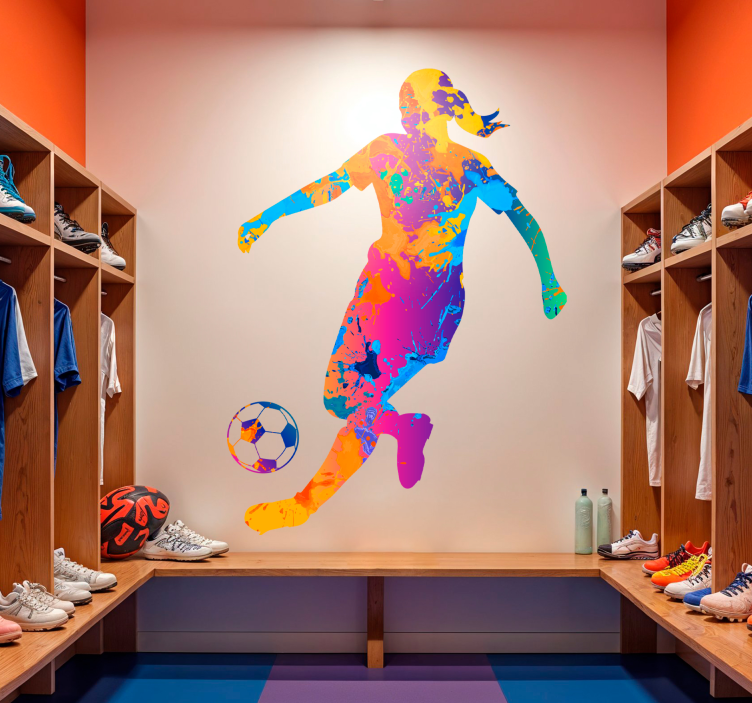 Colorful player soccer wall decal - TenStickers