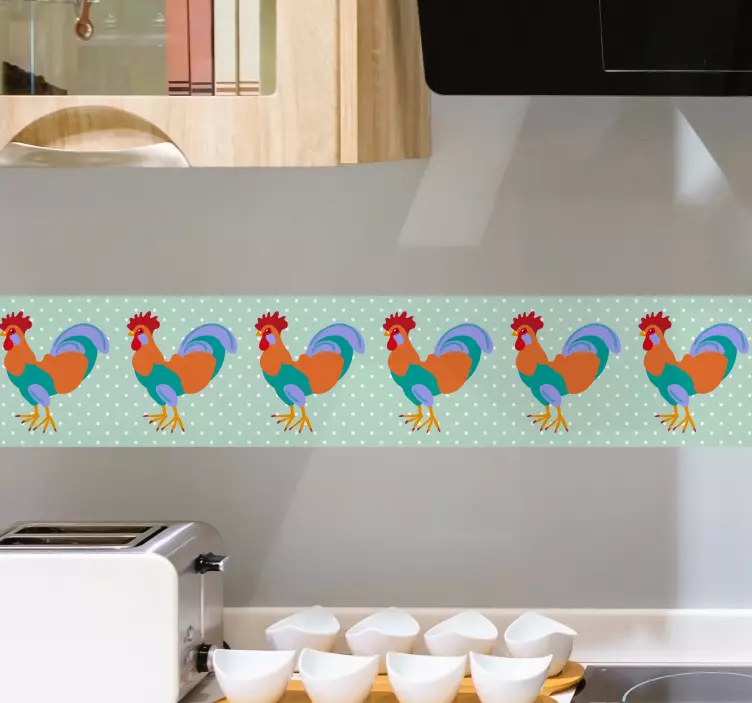 Colorful realistic rooster wall border sticker - TenStickers