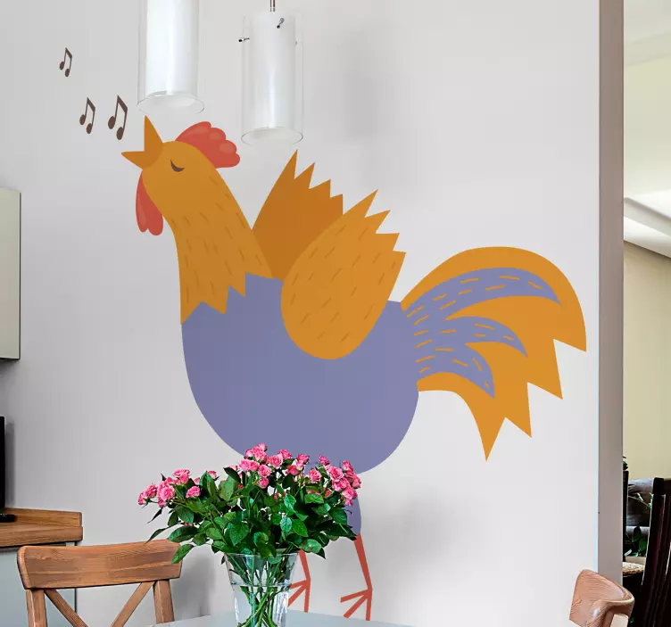 Colorful Singing Rooster farm animal wall decal - TenStickers