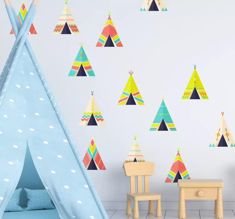 Colorful Teepee Patterns wall stickers for kids - TenStickers