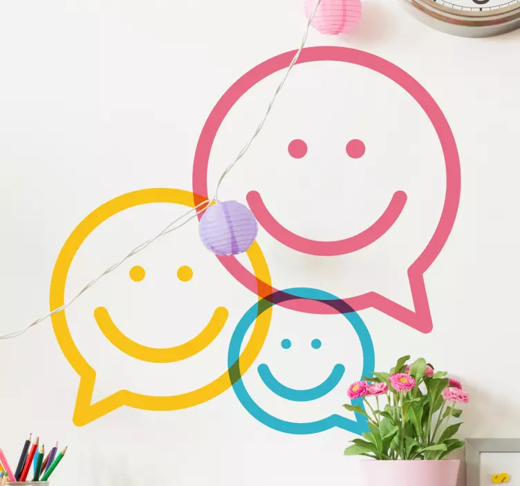 Colourful Happy Face Speech Bubble Sticker - TenStickers
