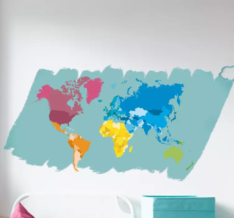 Colourful World Map Wall Sticker - TenStickers