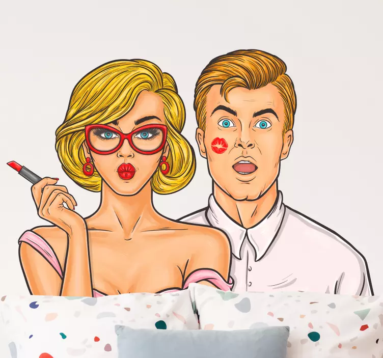 Comic style couple character sticker - TenStickers