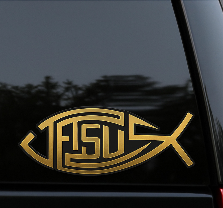 Compact Jesus fish car decal - TenStickers
