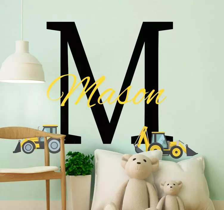 Construction Theme Initial wall stickers for kids - TenStickers