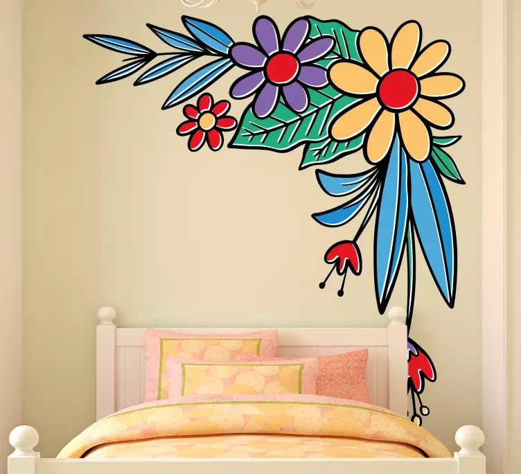 Corner composition of flower wall sticker - TenStickers
