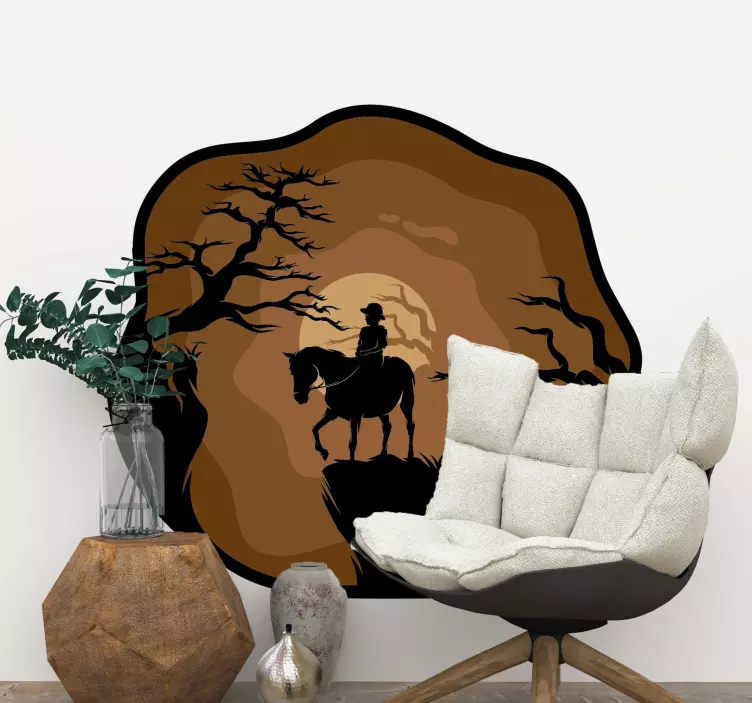 Cowboy with Horse farm animal wall decal - TenStickers