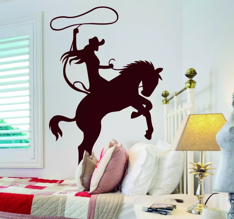 Cowgirl Roping Horse soccer wall decal - TenStickers