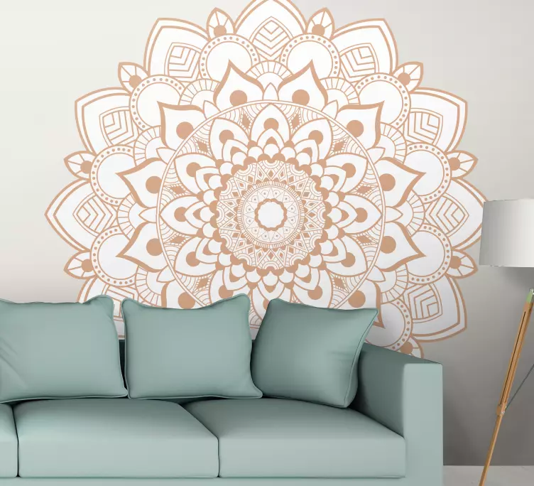 Cream color mandala wall sticker - TenStickers