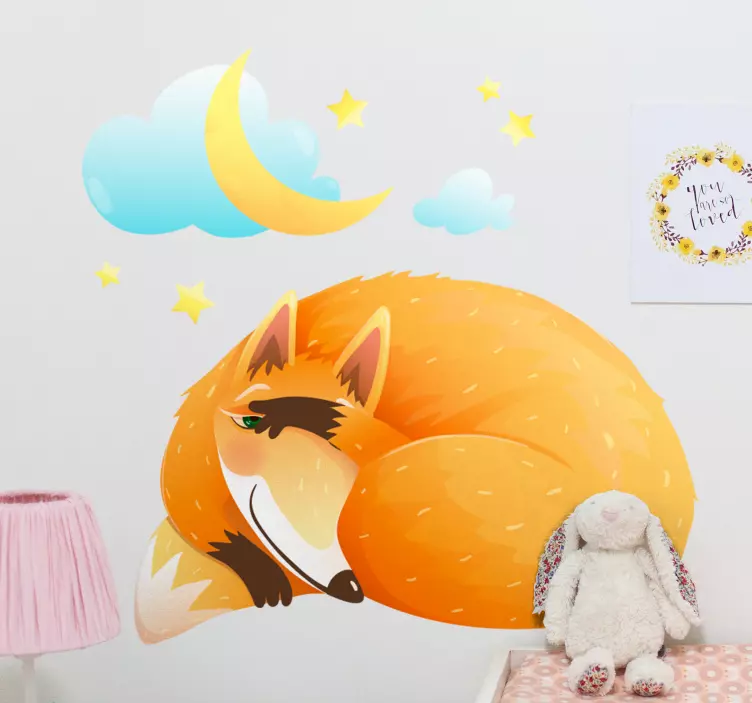 Cuddly Sleeping Fox wall sticker - TenStickers