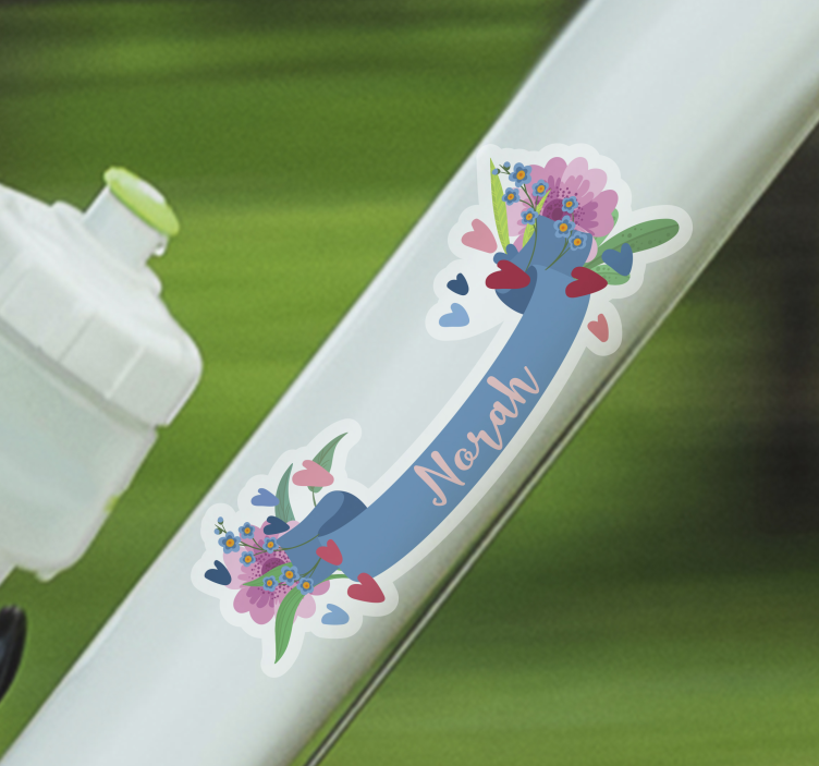 Customizable name with flowers  Bike Sticker - TenStickers
