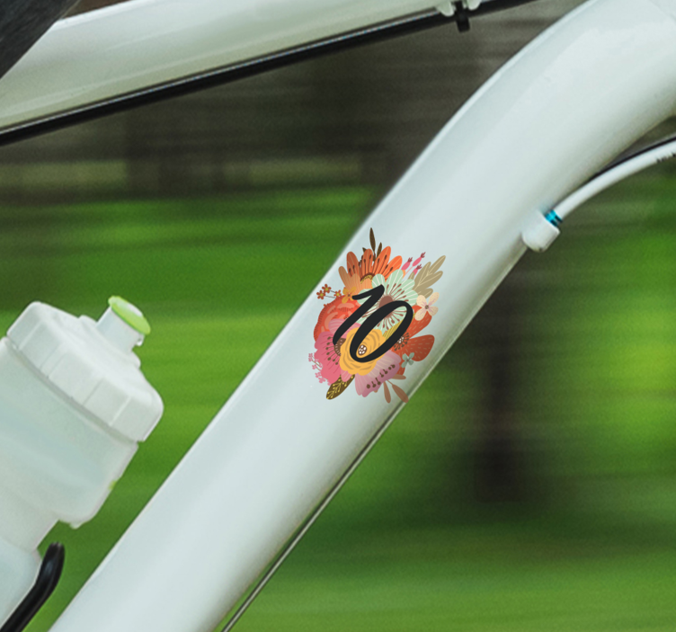 Customizable number and flower  Bike Sticker - TenStickers