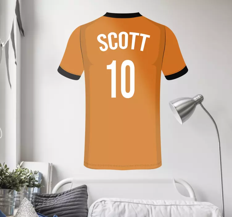 Customizable Orange Jersey soccer wall decal - TenStickers