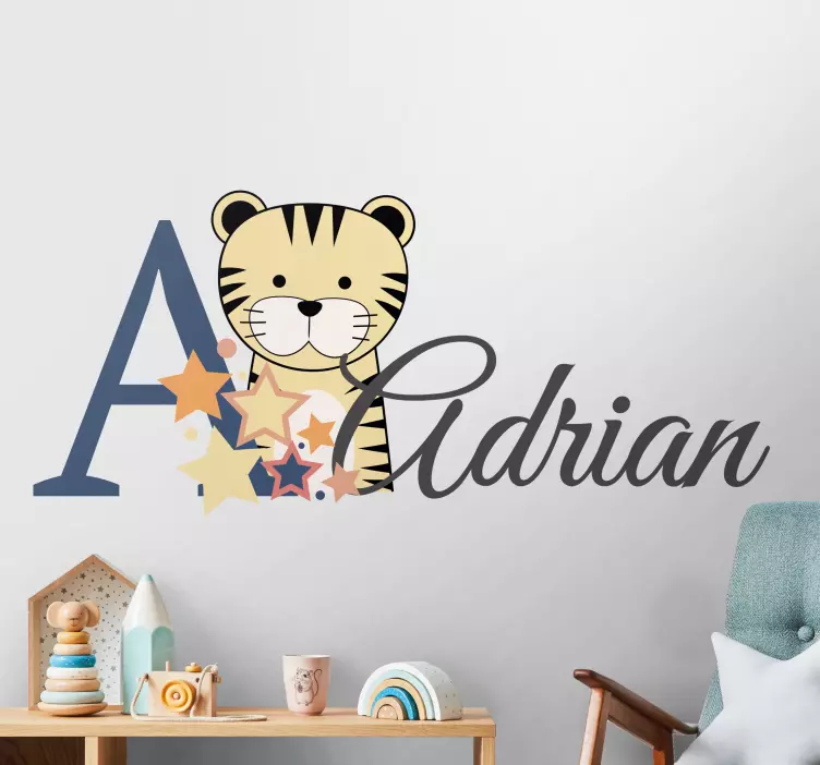 Customizable Tiger Name wall stickers for kids - TenStickers