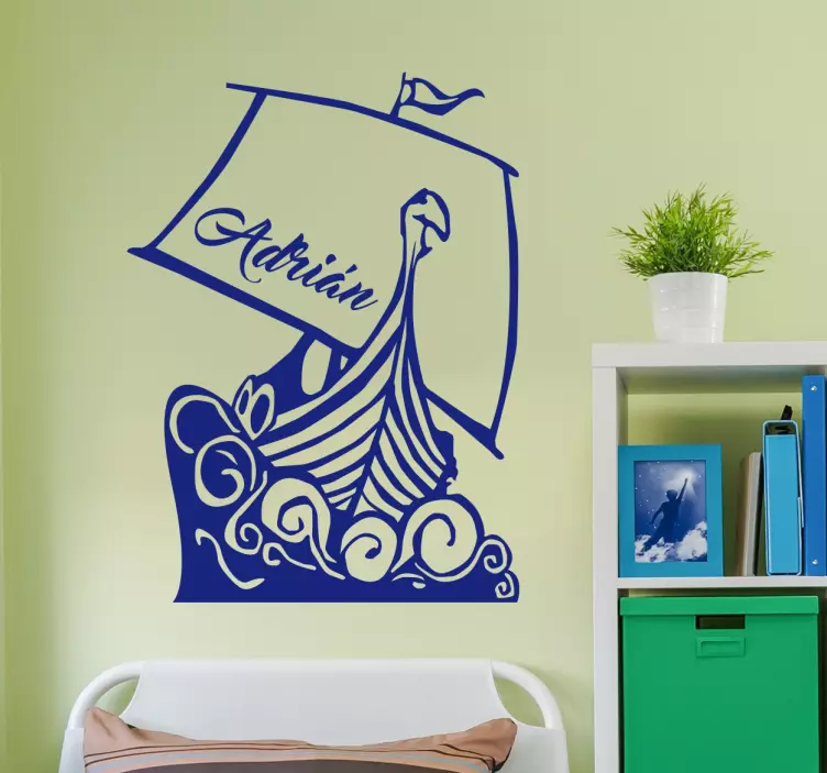 customizable viking ship illustration decal - TenStickers