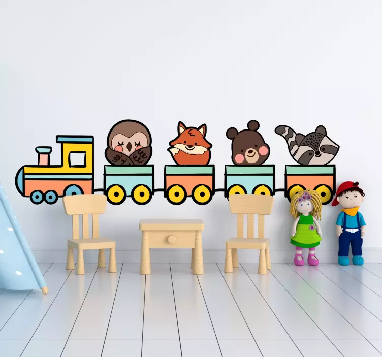 Cute Animal Train wall stickers for kids - TenStickers