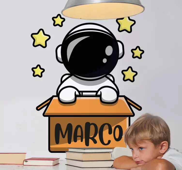 Cute astronaut box cartoon  Children's Sticker - TenStickers