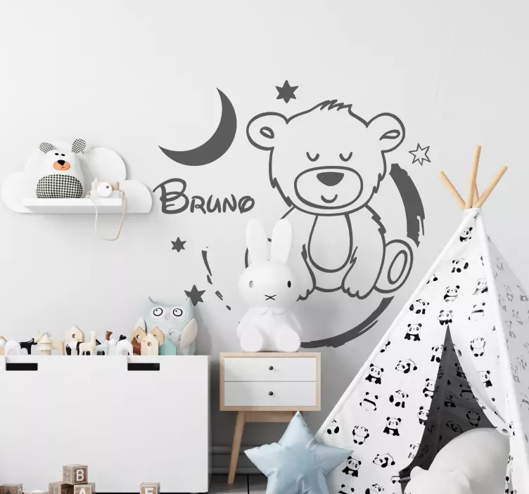 Cute bear with stars wall sticker - TenStickers