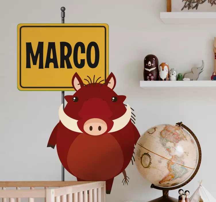 Cute Boar Character farm animal wall decal - TenStickers