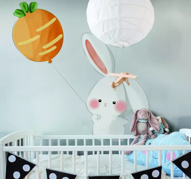 Cute Bunny Balloon wall stickers for kids - TenStickers
