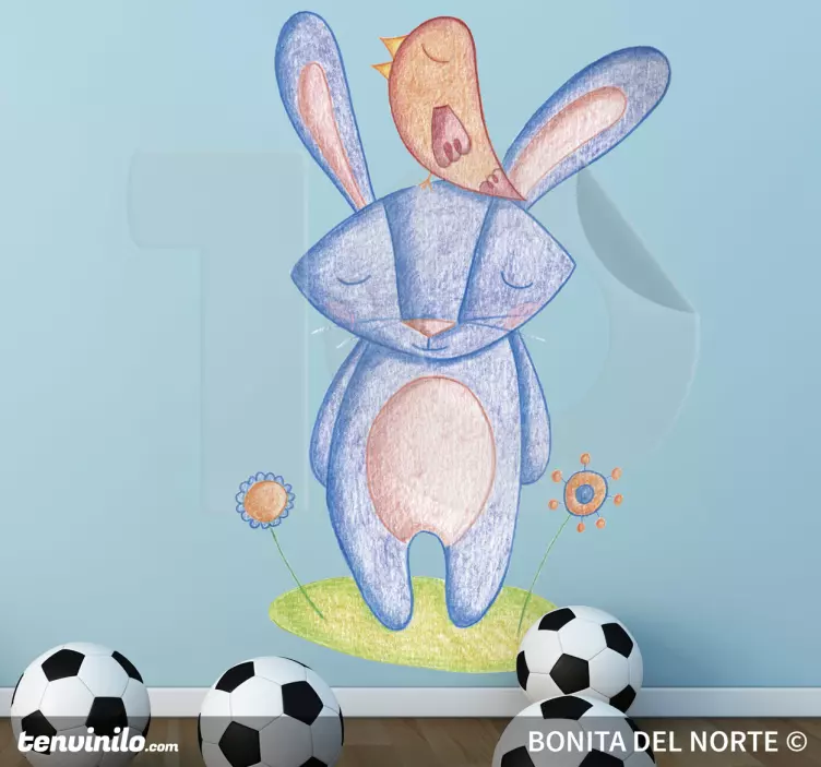 Cute Bunny Character farm animal wall decal - TenStickers