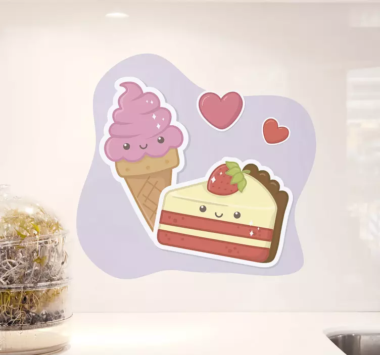 Cute Dessert Characters cuisine wall sticker - TenStickers