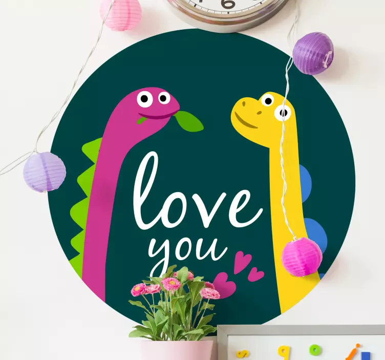Cute Dinosaur Love wall decal - TenStickers