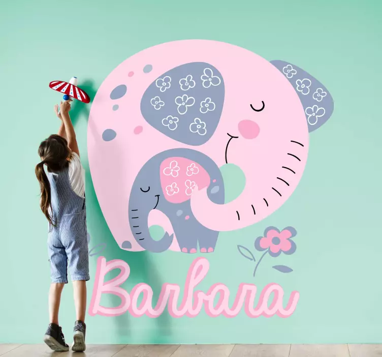 Cute Elephant Family wall stickers for kids - TenStickers