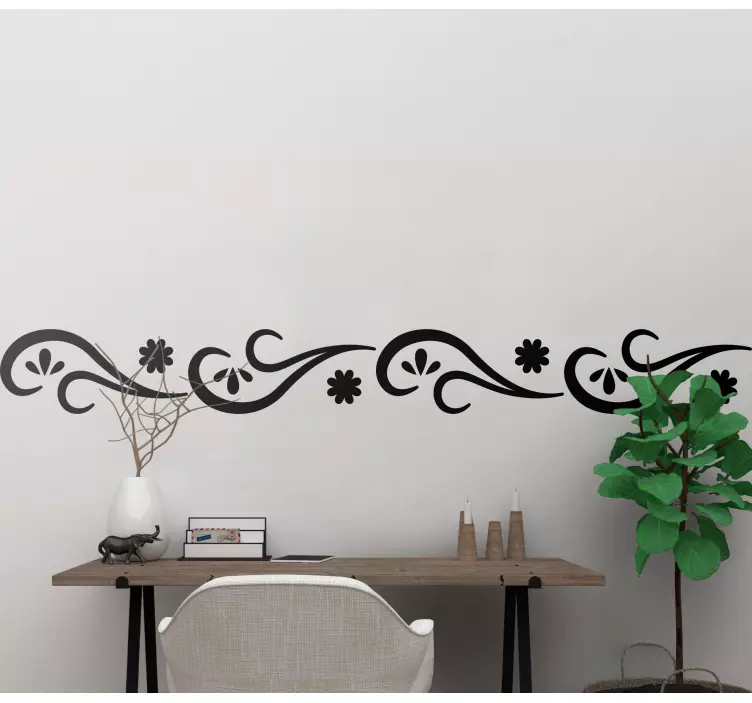 Cute flowers with leaves wall border decal - TenStickers