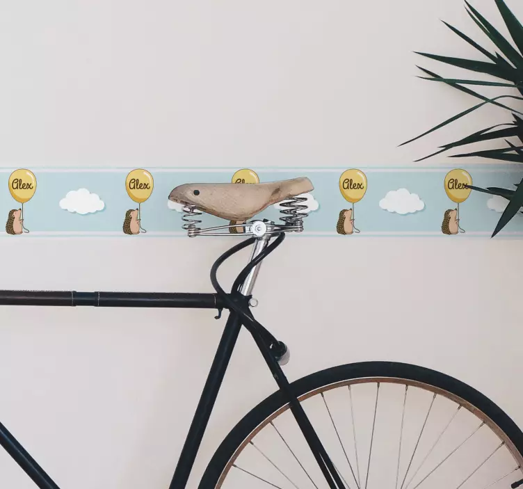 Cute Hedgehog Balloons wall border sticker - TenStickers