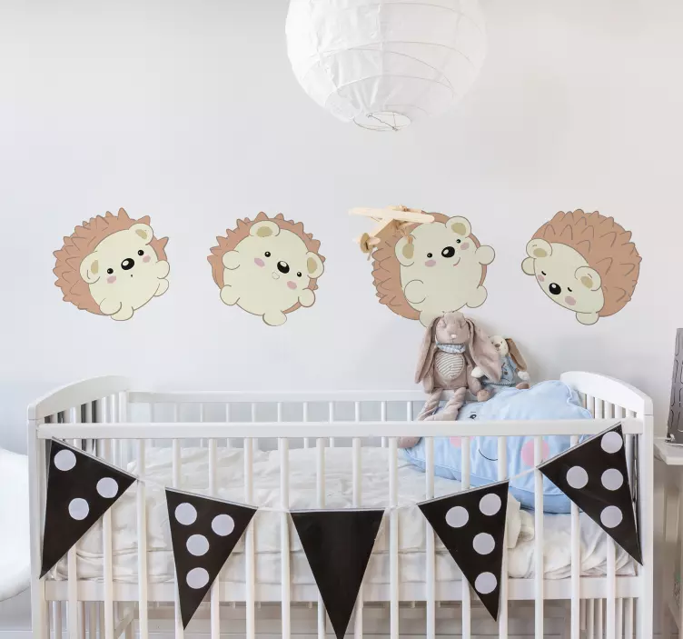 Cute Hedgehog Characters pet wall sticker - TenStickers