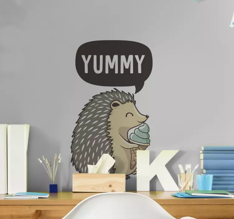Cute Hedgehog Treat location wall sticker - TenStickers