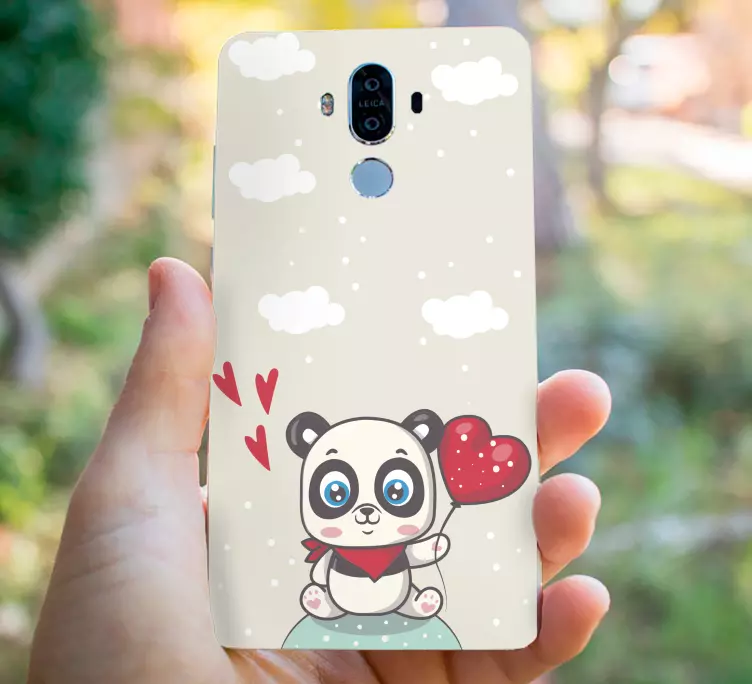 Cute panda with hearts baloons Huawei sticker - TenStickers