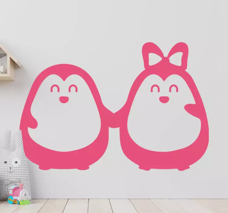 Cute penguin couple wall sticker - TenStickers