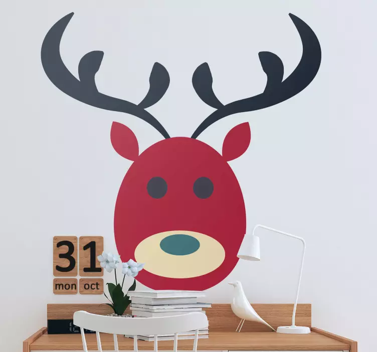 Cute Reindeer Face wall sticker - TenStickers