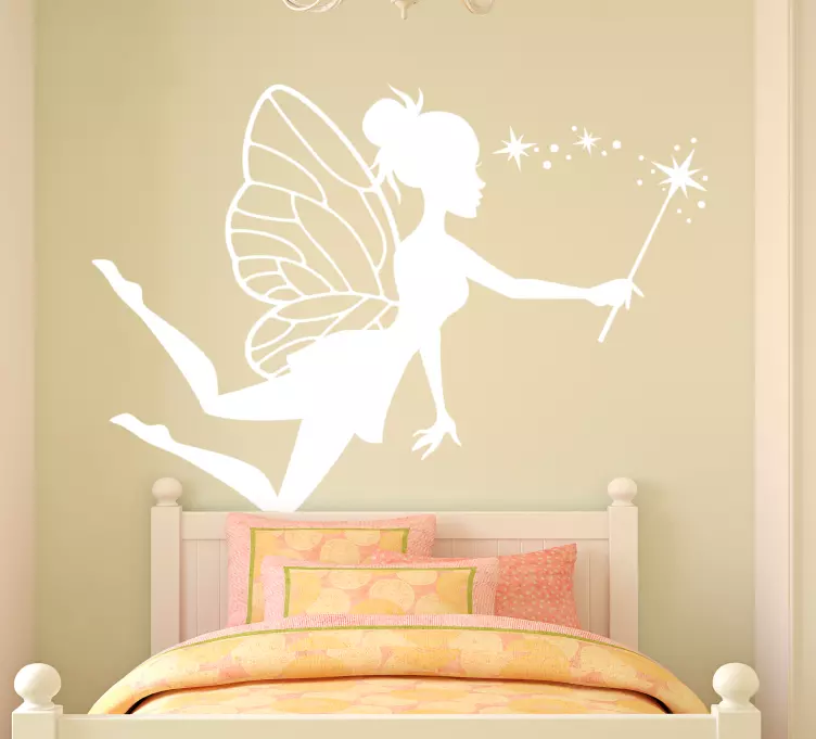 Cute silhouette fairy with magic wand sticker - TenStickers