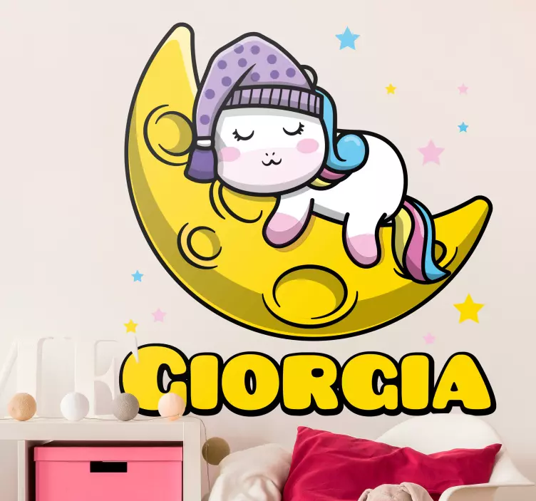 Cute Sleeping Unicorn wall stickers for kids - TenStickers