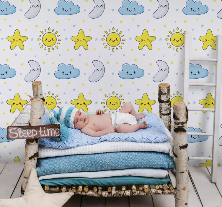 Cute Sleepy Moon wall stickers for kids - TenStickers