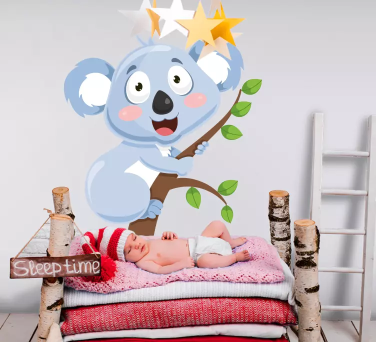 Cute climbing koala cartoon animal wall sticker - TenStickers