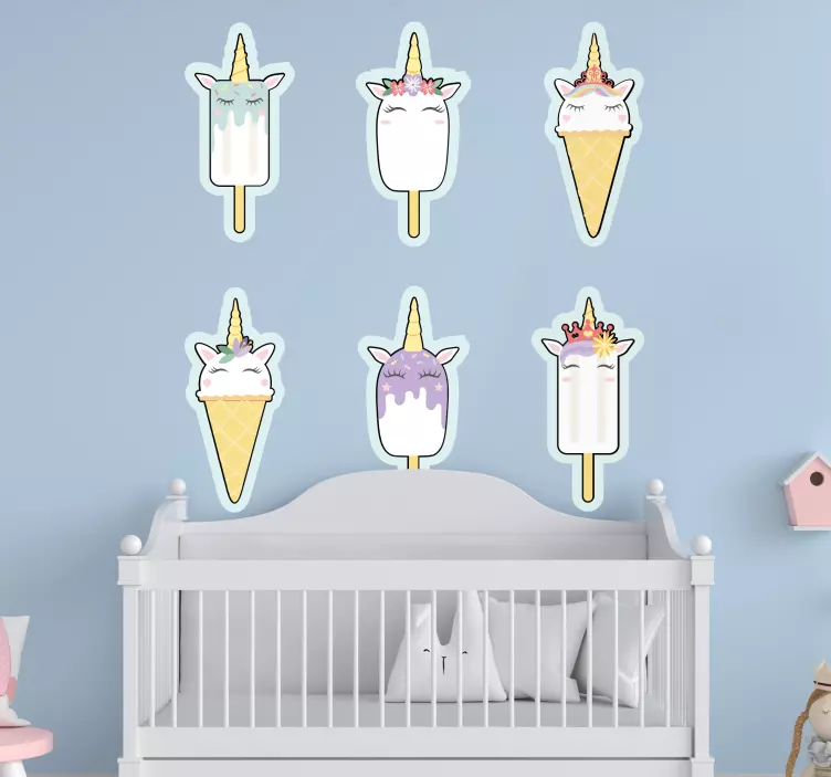 Ice cream unicorns wall stickers for kids - TenStickers