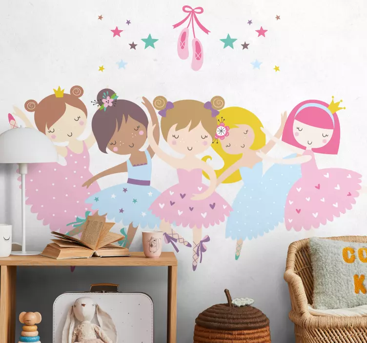 Dancing Ballerina Characters wall stickers for kids - TenStickers