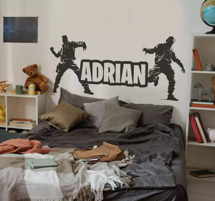 Dancing soldiers with name video game sticker - TenStickers