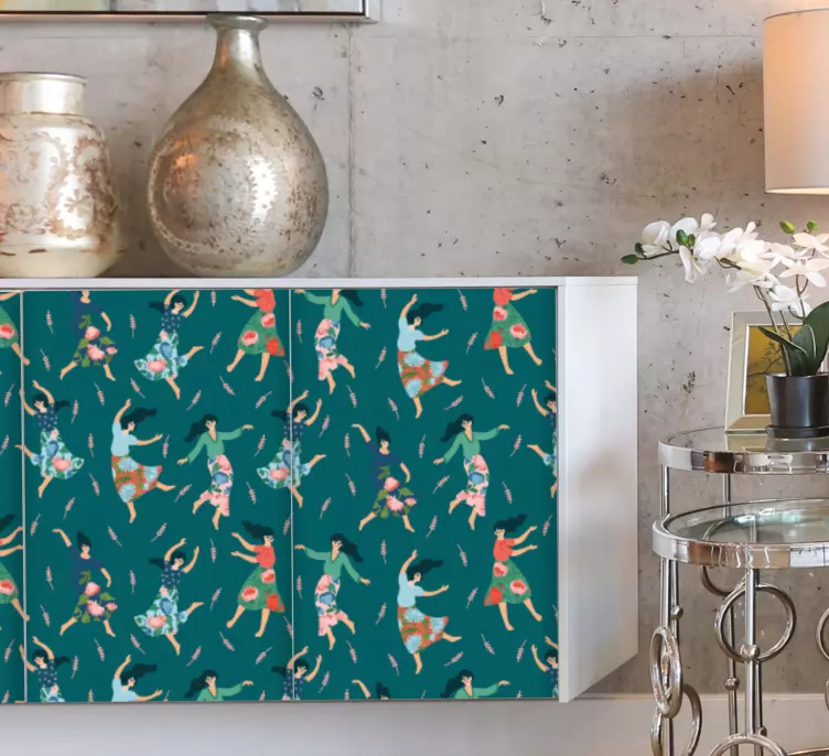 Dancing women with furniture sticker - TenStickers