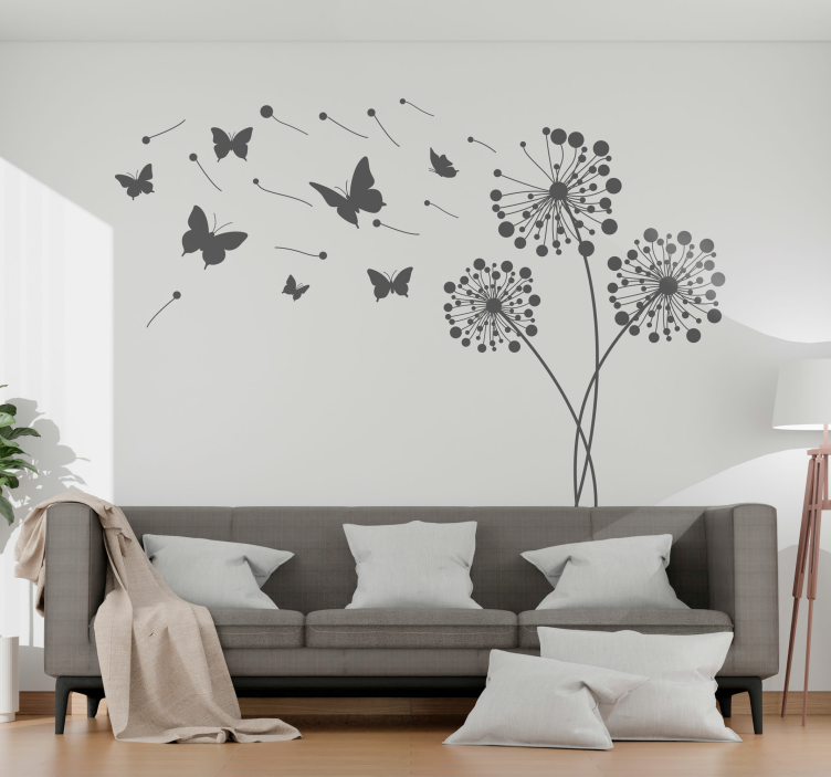 Dandelions and butterflies wall decal - TenStickers